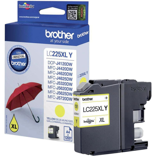 Brother inktcartridge, 1.200 pagina's, OEM LC-225XLY, geel