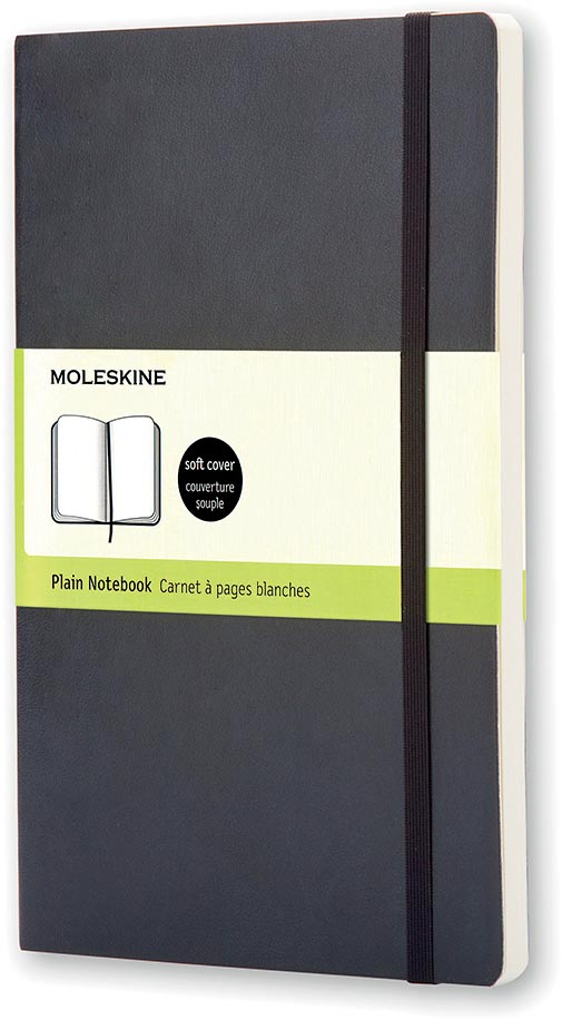 Moleskine notitieboek, ft 13 x 21 cm, effen, soepele cover, 192 bladzijden, zwart