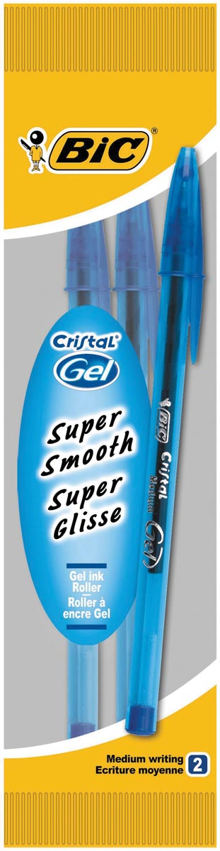 Bic roller Cristal Gel blauw, blister met 2 stuks