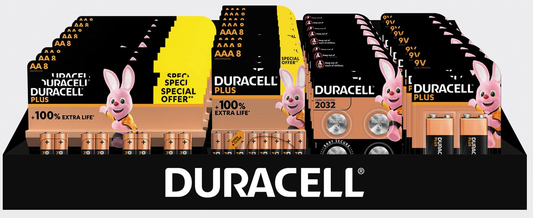 Duracell batterijen, Plus 100 % AA, AAA en 9V en CR2032, display van 41 stuks