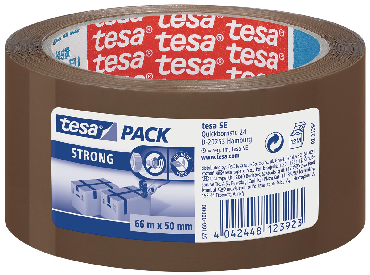 Tesa verpakkingsplakband Strong, ft 50 mm x 66 m, uit PP, bruin