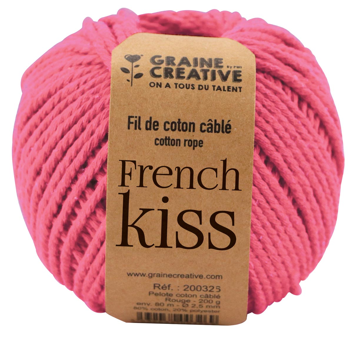 Graine Créative Macramé touw, ft 2,5 mm x 80 m, roze