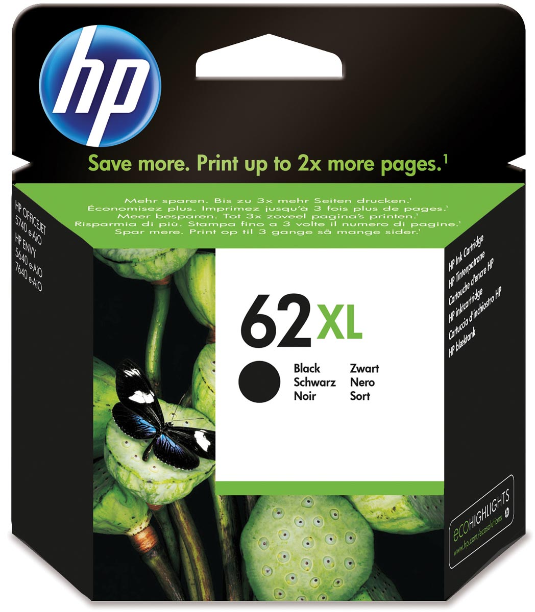 HP inktcartridge 62XL, 600 pagina's, OEM C2P05AE, zwart