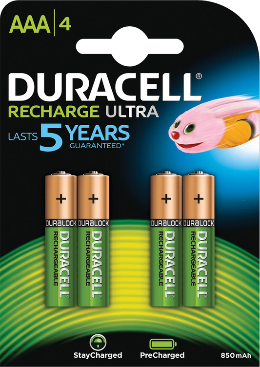 Duracell oplaadbare batterijen Recharge Ultra AAA, blister van 4 stuks