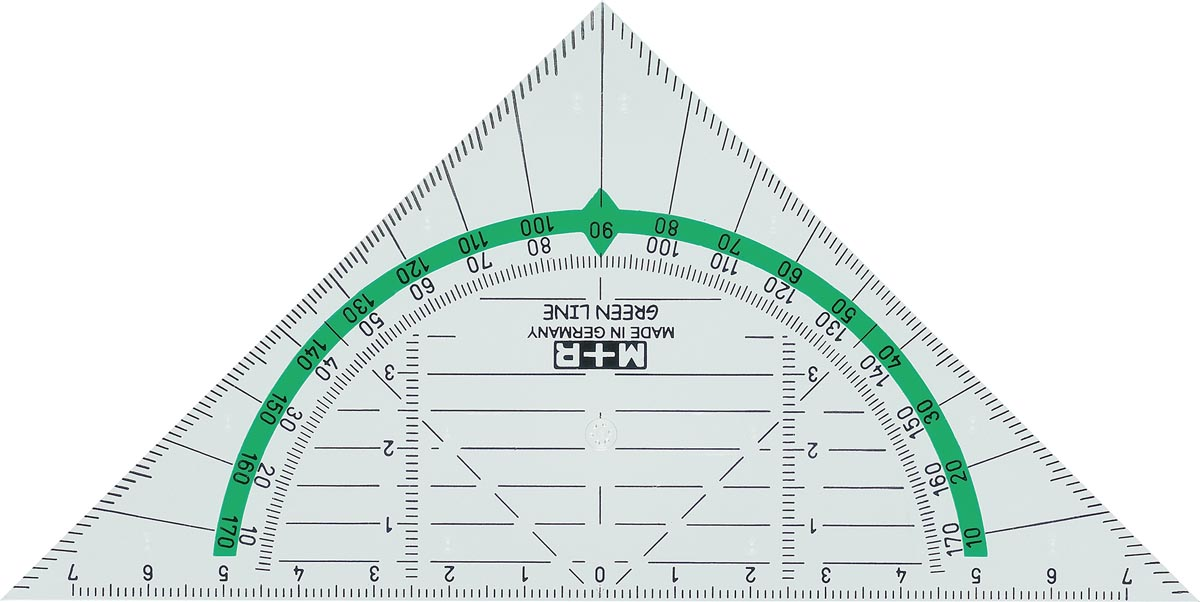 M+R Green Line geodriehoek, 16 cm