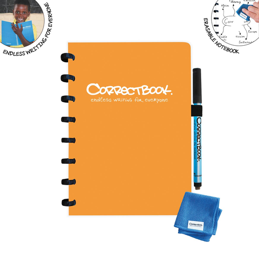 Correctbook A5 Original: uitwisbaar / herbruikbaar notitieboek, blanco, Peachy Orange (oranje)