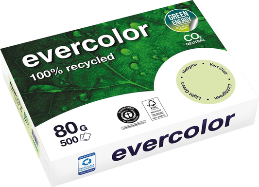 Clairefontaine Evercolor gekleurd gerecycleerd papier, A4, 80 g, 500 vel, lichtgroen