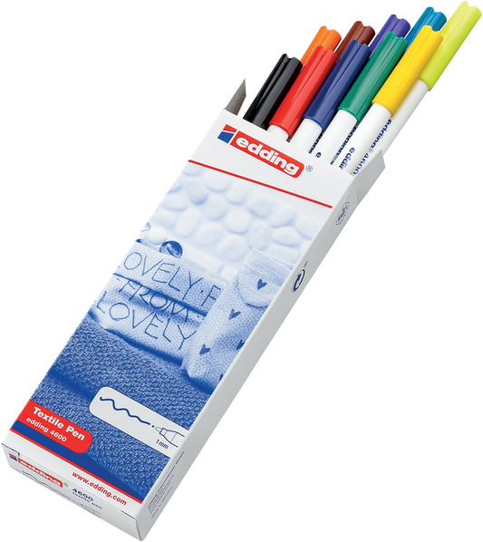 Edding textielstift 4600, doos met 10 stuks in basis kleuren