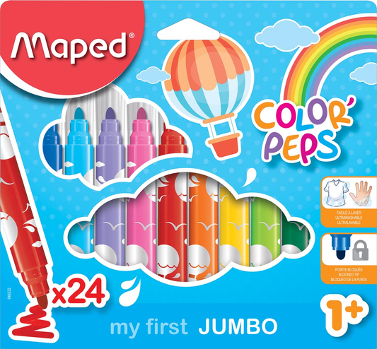 Maped viltstift Color'Peps Jumbo Early Age, etui van 24 stuks in geassorteerde kleuren