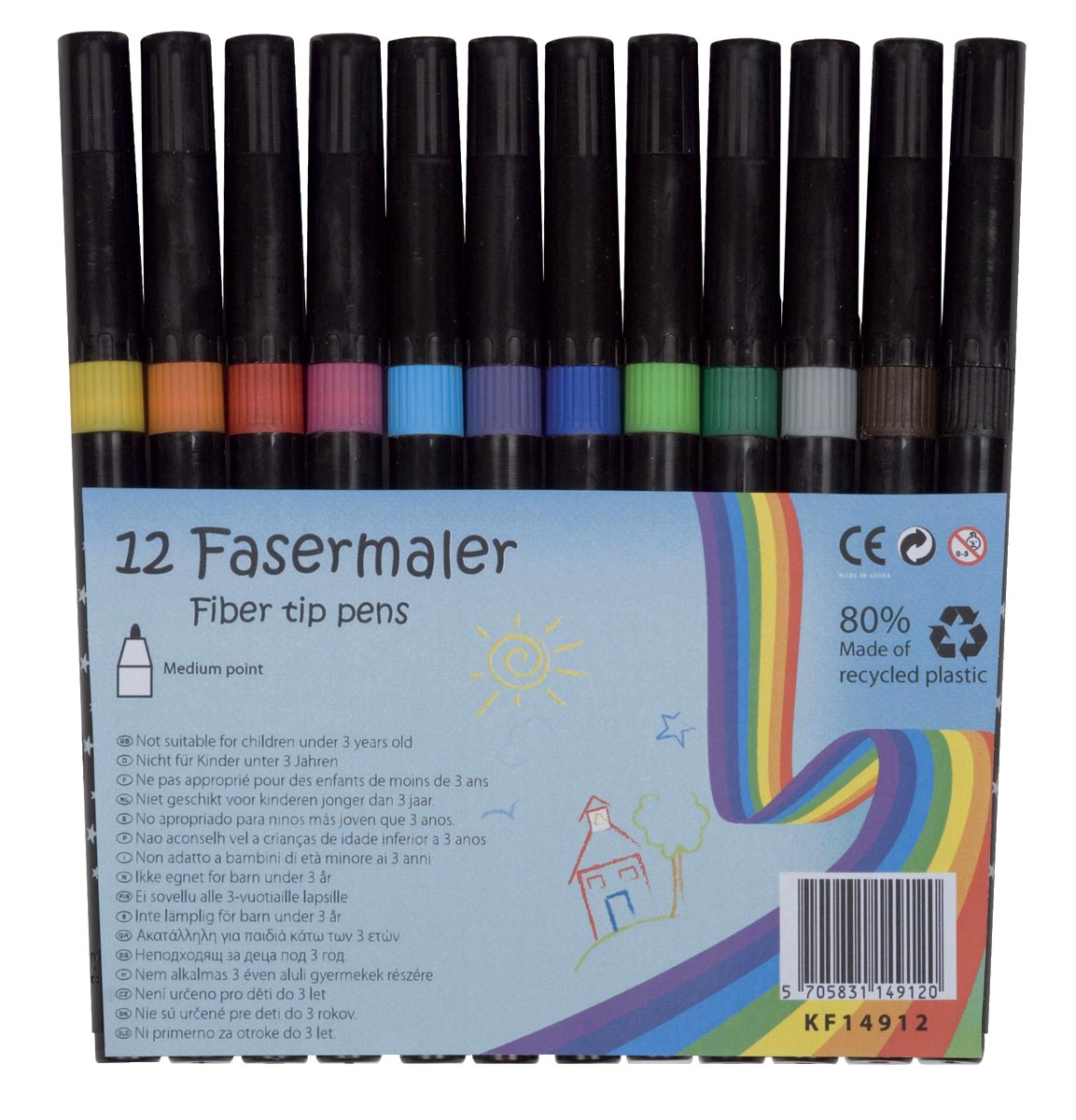 Q-Connect viltstift, geassorteerde kleuren, pak van 12 stuks