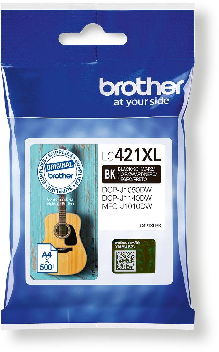 Brother inktcartridge,  500 pagina's, OEM LC-421XLBK, zwart