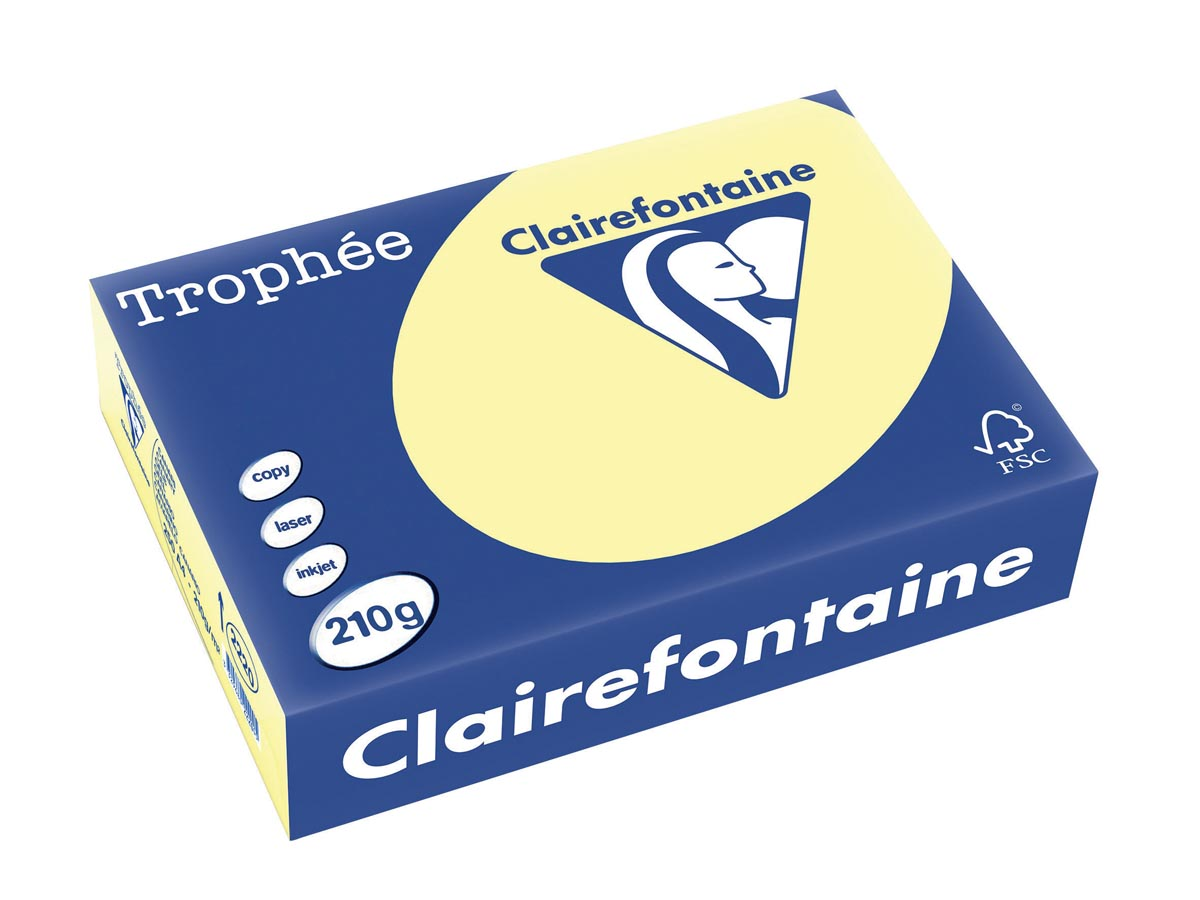 Clairefontaine Trophée Pastel A4, 210 g, 250 vel, geel