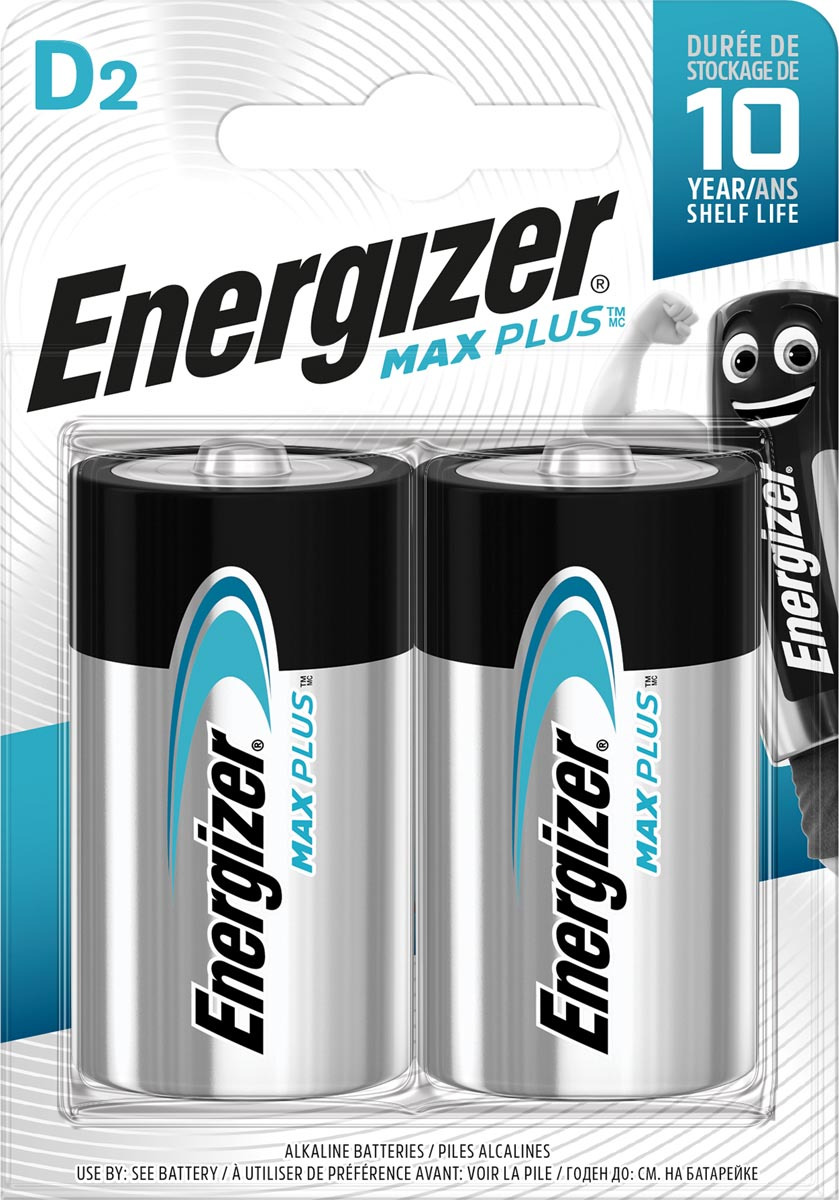 Energizer batterijen Max Plus D, blister van 2 stuks