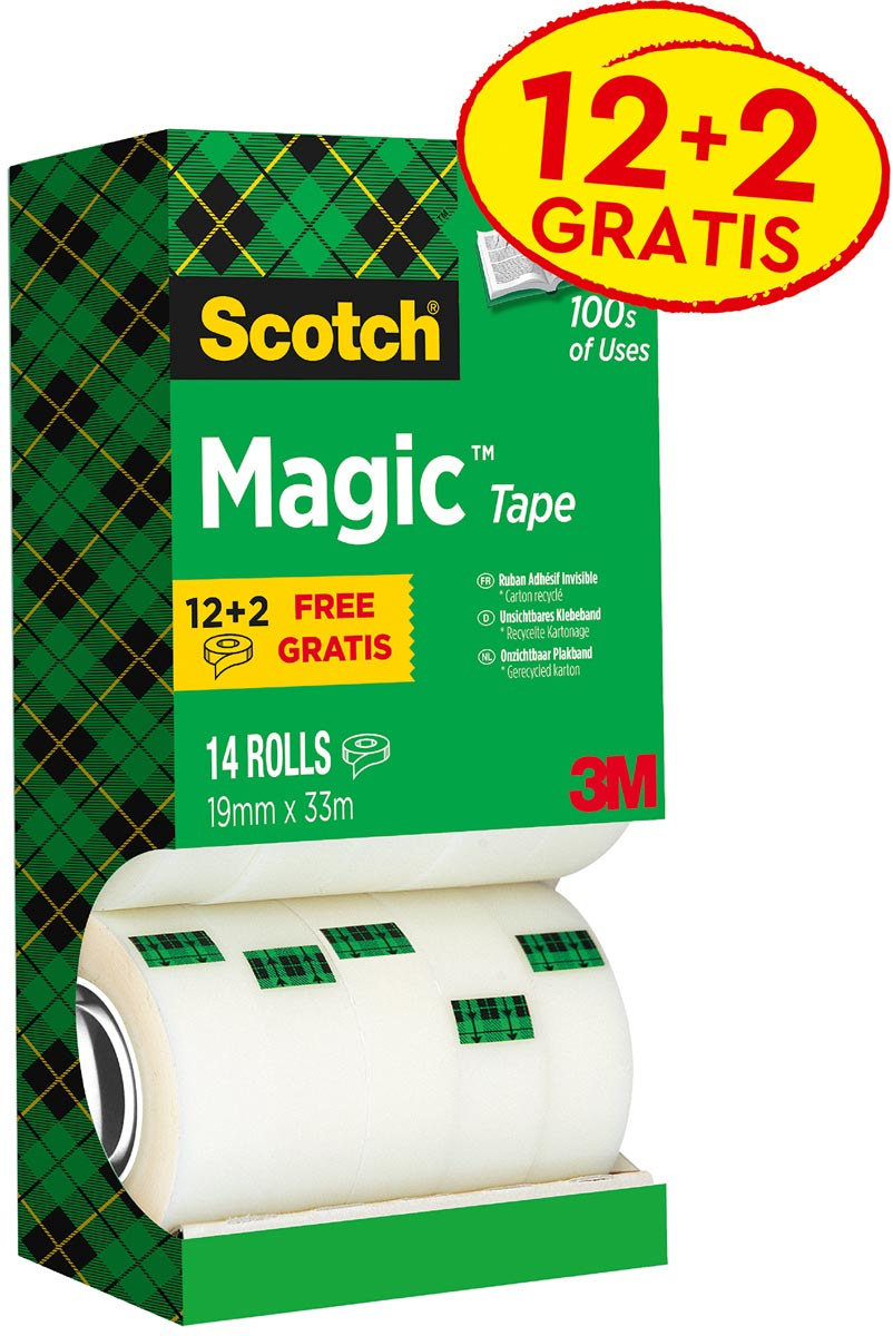 Scotch plakband Scotch Magic Tape, value pack 12 + 2 rollen gratis