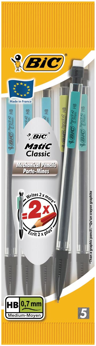 Bic vulpotlood BicMatic Classic blister van 5 stuks