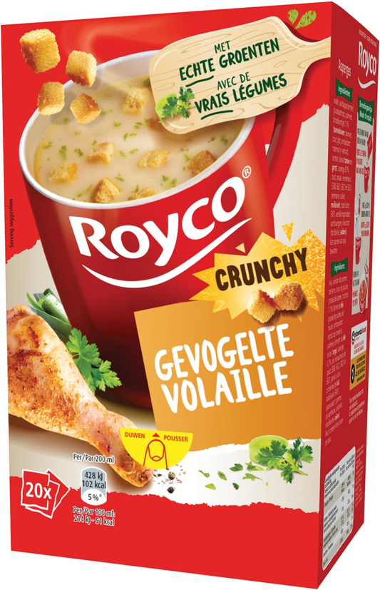 Royco Minute Soup gevogelte met croutons, pak van 20 zakjes