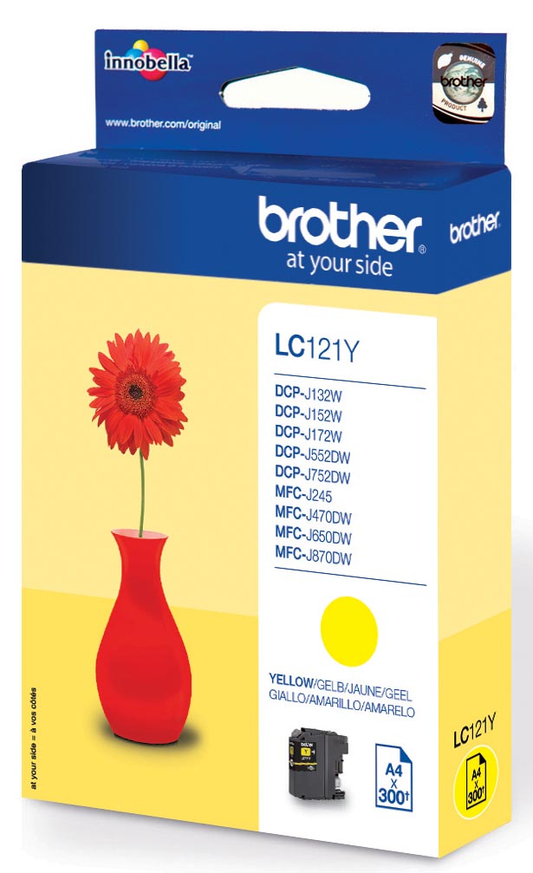 Brother inktcartridge, 300 pagina's, OEM LC-121Y, geel