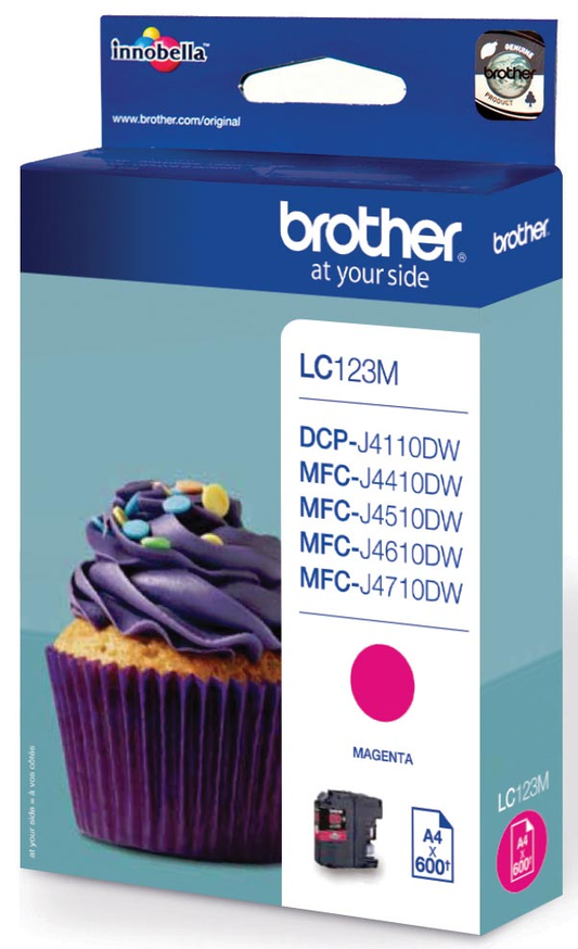 Brother inktcartridge, 600 pagina's, OEM LC-123M, magenta