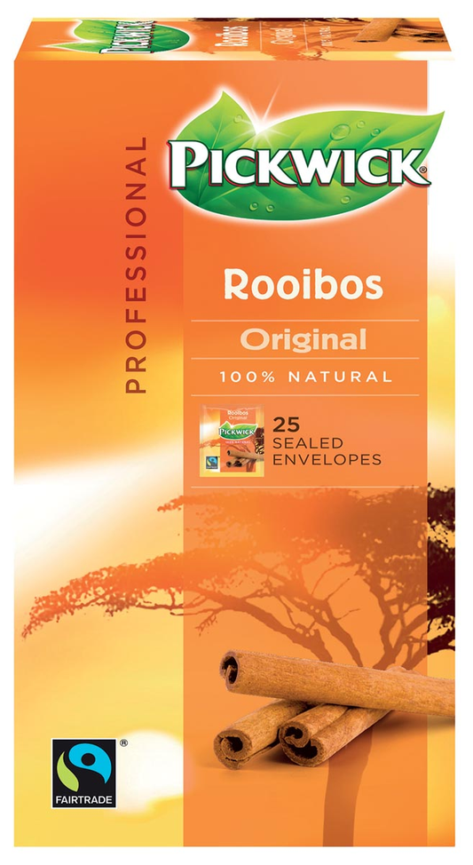 Pickwick thee, rooibos, fairtrade, pak van 25 zakjes