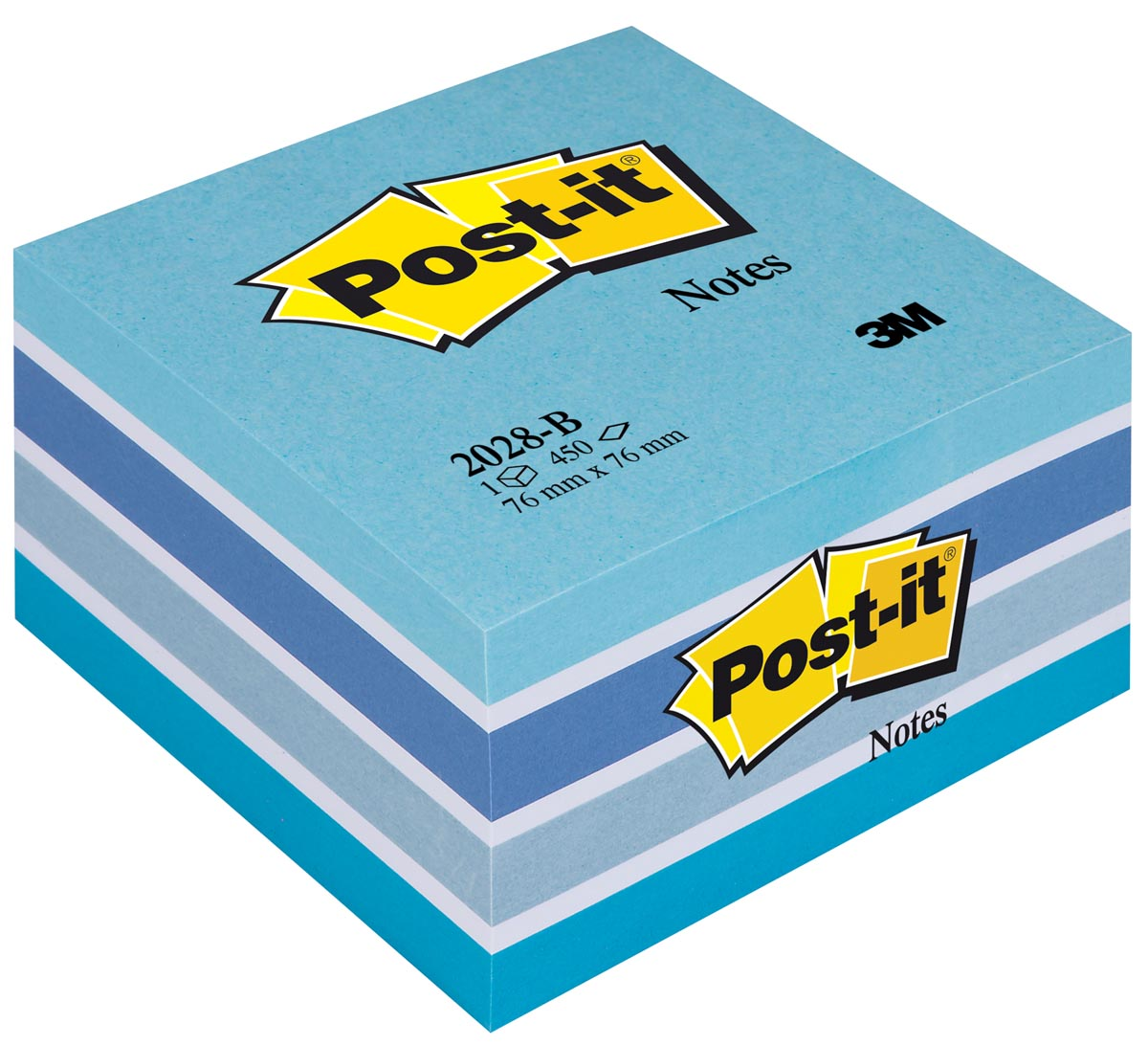 Post-it Notes cube, 450 vel, ft 76 x 76 mm, blauw