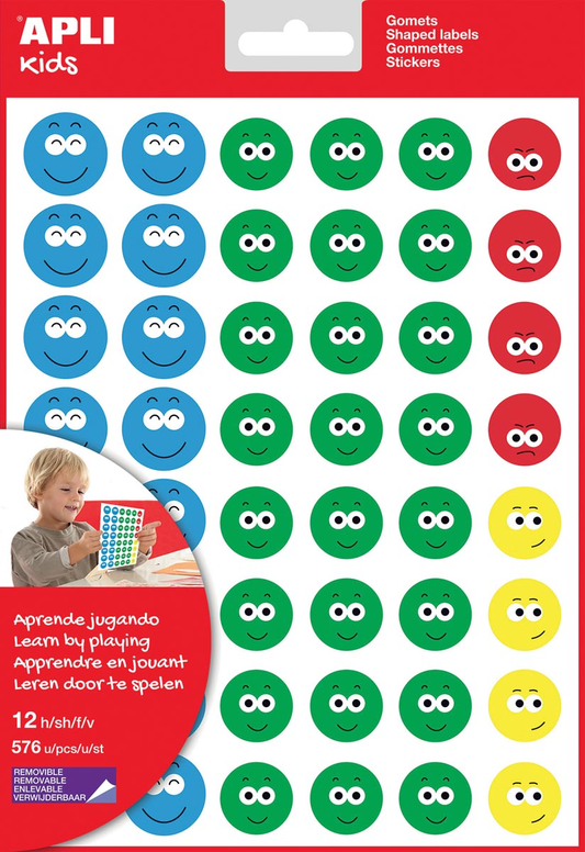 Apli Kids beloningsstickers Happy Smile, groot, blister met 12 vellen