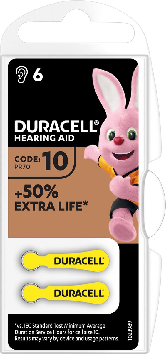 Duracell hoortoestelbatterijen DA10, blister van 6 stuks