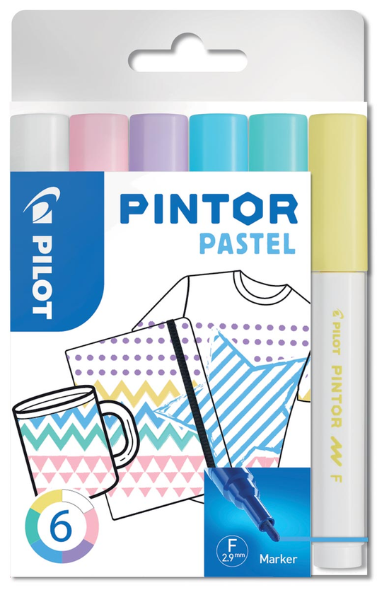 Pilot Pintor Pastel marker, fijn, blister van 6 stuks in geassorteerde kleuren