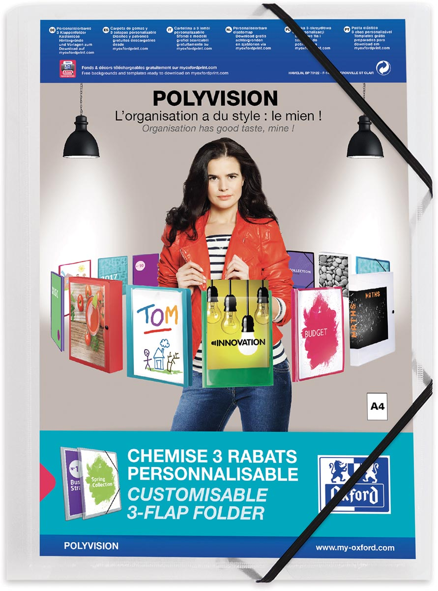 OXFORD Polyvision elastomap, formaat A4, uit PP, transparant