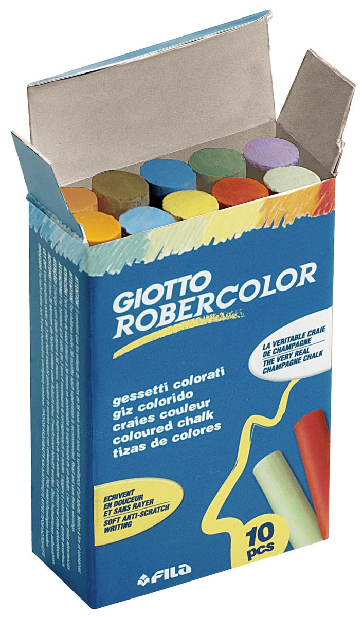 Giotto krijt Robercolor, doos met 10 krijtjes in geassorteerde kleuren