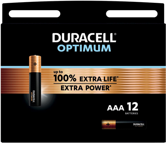 Duracell batterij Optimum AAA, blister van 12 stuks