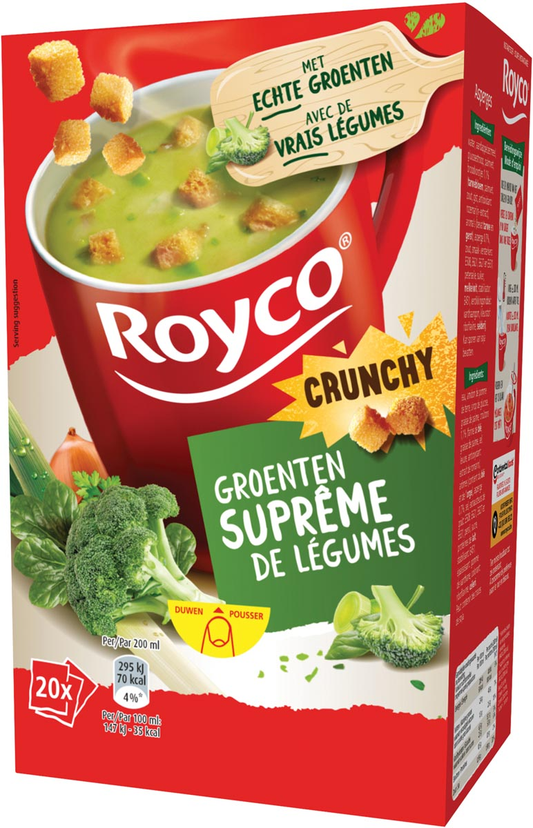 Royco Minute Soup groentensuprême met croutons, pak van 20 zakjes