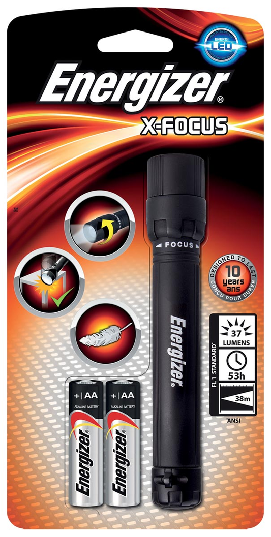 Energizer zaklamp X-focus, inclusief 2 AA batterijen, op blister