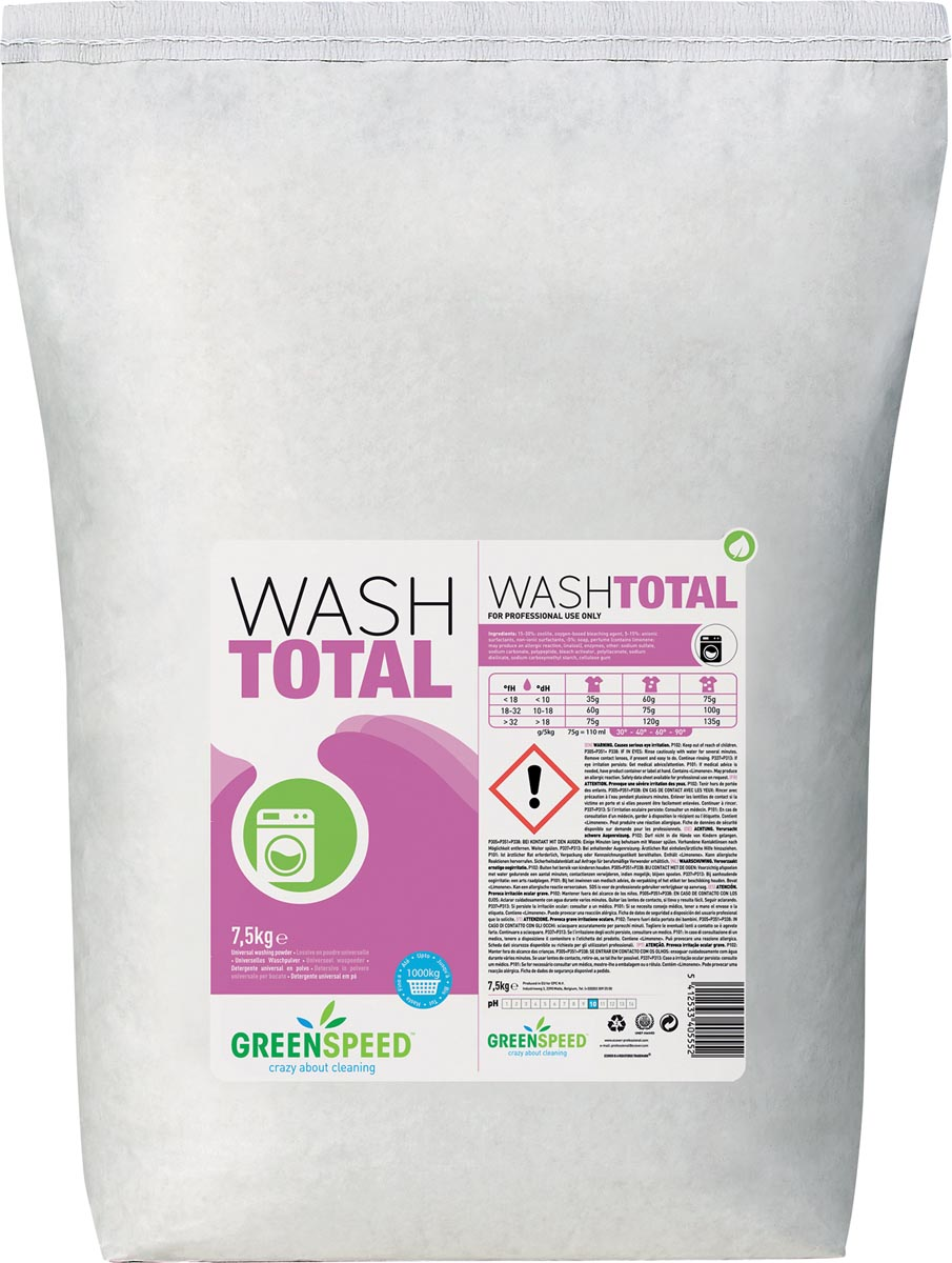 Ecover waspoeder Wash Total, 214 wasbeurten, zak van 7,5 kg