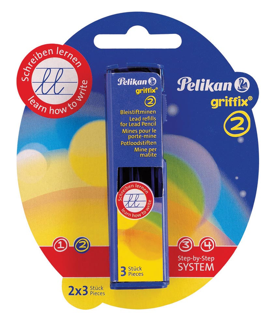 Pelikan Griffix potloodstiften, 2 mm, blister van 2 doosjes van 3 stuks