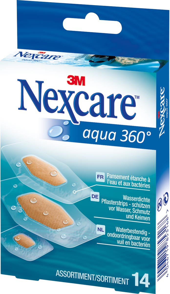 3M pleister Nexcare Aqua 360° 3 formaten, pak van 14 stuks