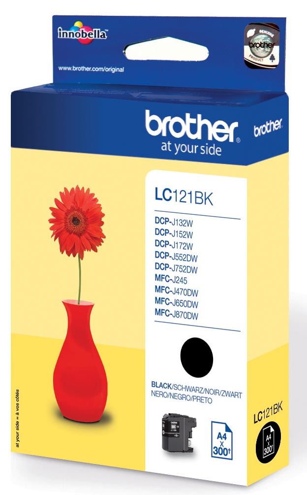 Brother inktcartridge, 300 pagina's, OEM LC-121BK, zwart