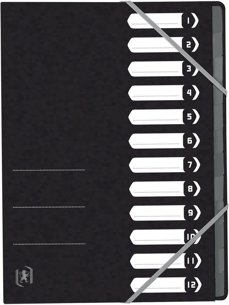 Elba Oxford Top File+ sorteermap, 12 vakken, met elastosluiting, zwart