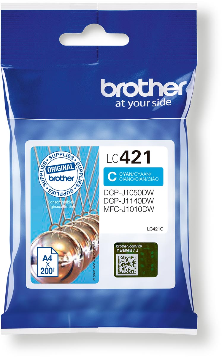 Brother inktcartridge,  200 pagina's, OEM LC-421C, cyaan