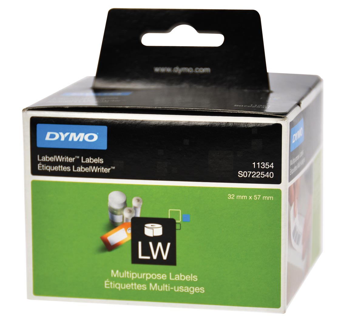 Dymo etiketten LabelWriter ft 57 x 32 mm, verwijderbaar, wit, 1000 etiketten