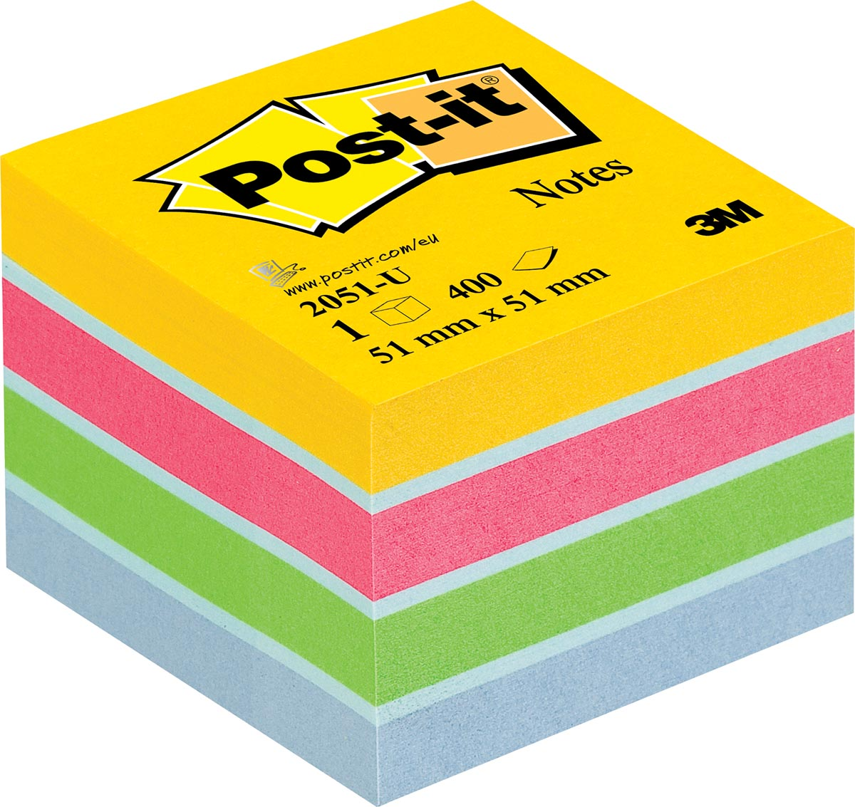 Post-It Notes Mini Kubus Ultra, 400 blaadjes, ft 51 x 51 mm