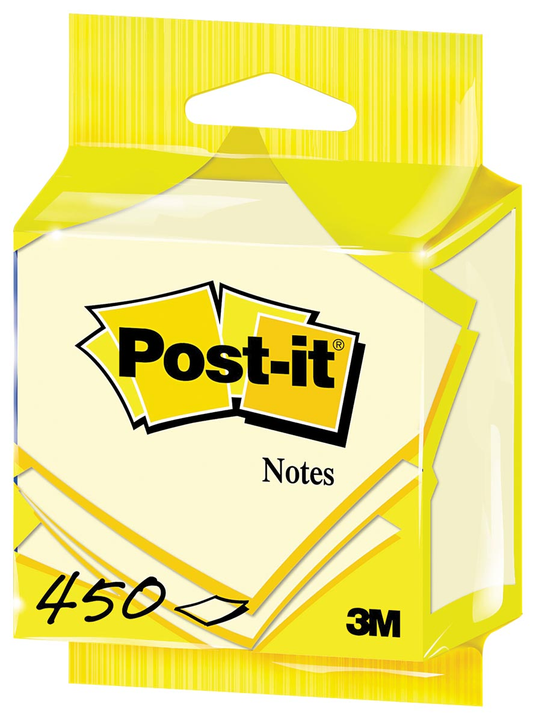 Post-it Notes, ft 76 x 76 mm, geel, blok van 450 vel, op blister