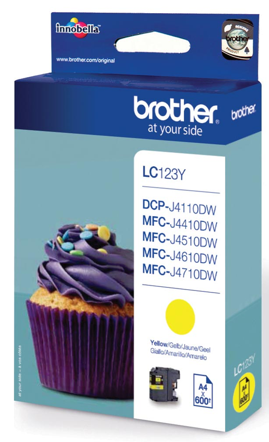 Brother inktcartridge, 600 pagina's, OEM LC-123Y, geel