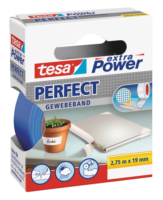 Tesa extra Power Perfect, ft 19 mm x 2,75 m, blauw