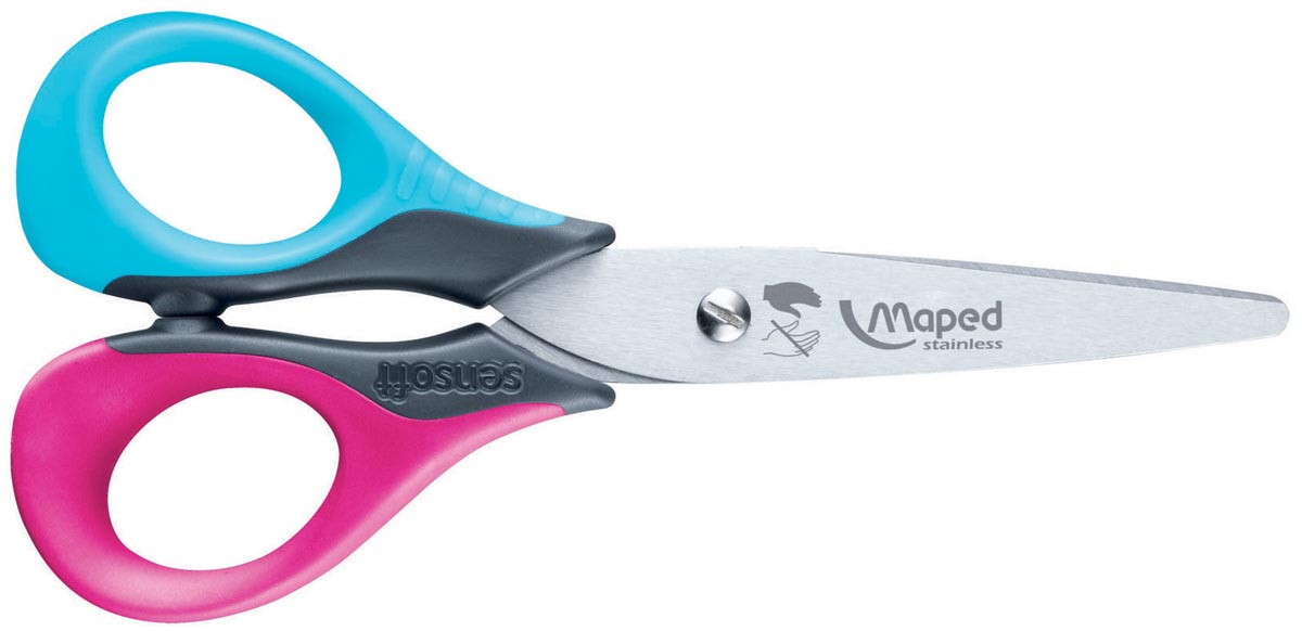 Maped schaar Sensoft 13 cm, voor linkshandigen, met afgeronde punt