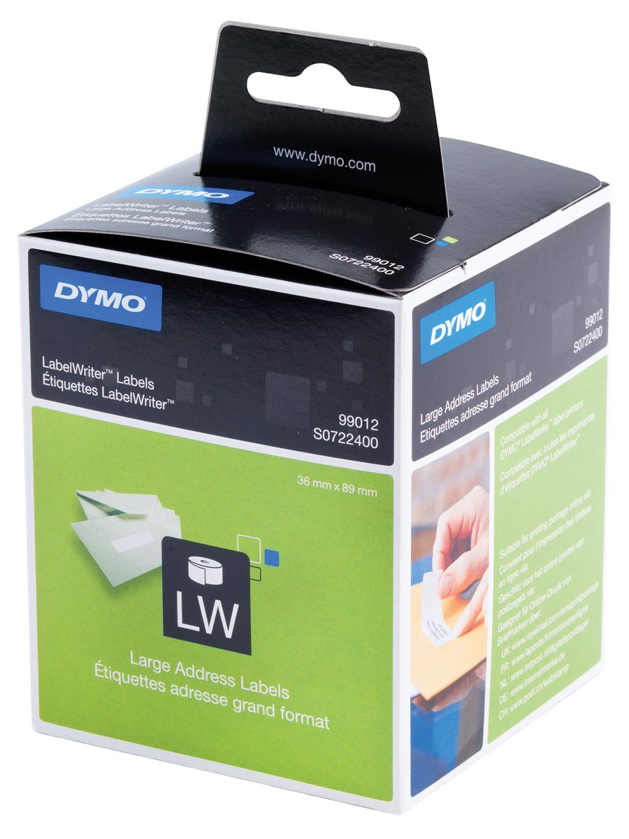 Dymo etiketten LabelWriter ft 89 x 36 mm, wit, 2 x 260 etiketten