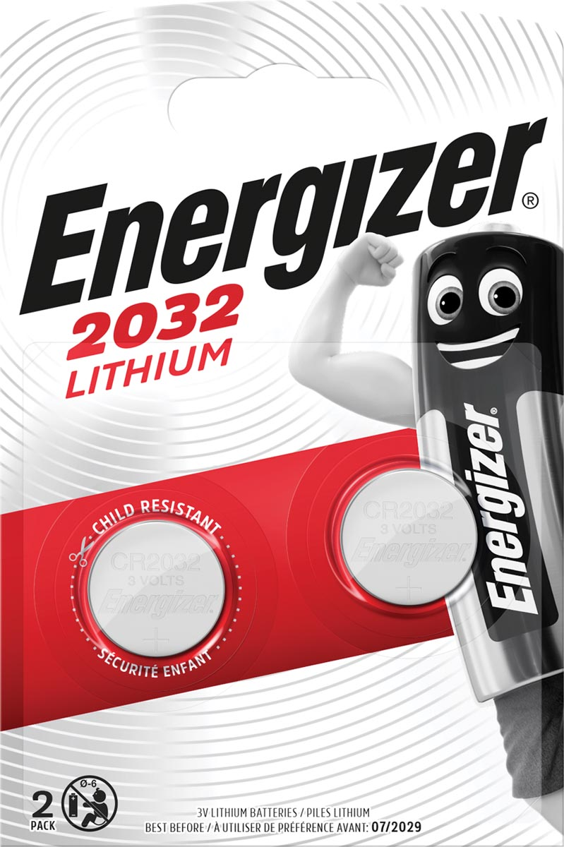 Energizer knoopcel CR2032, blister van 2 stuks