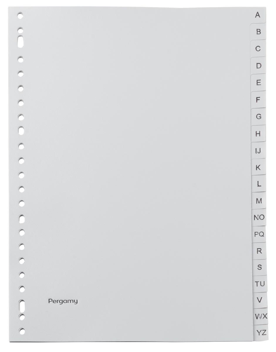 Pergamy tabbladen, ft A4, 23-gaatsperforatie, grijze PP,  A-Z