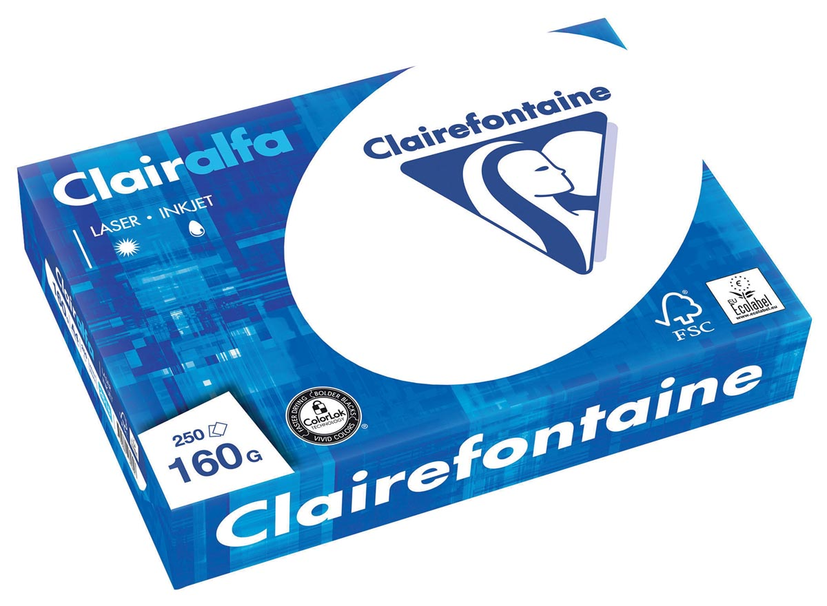 Clairefontaine Clairalfa presentatiepapier ft A4, 160 g, pak van 250 vel