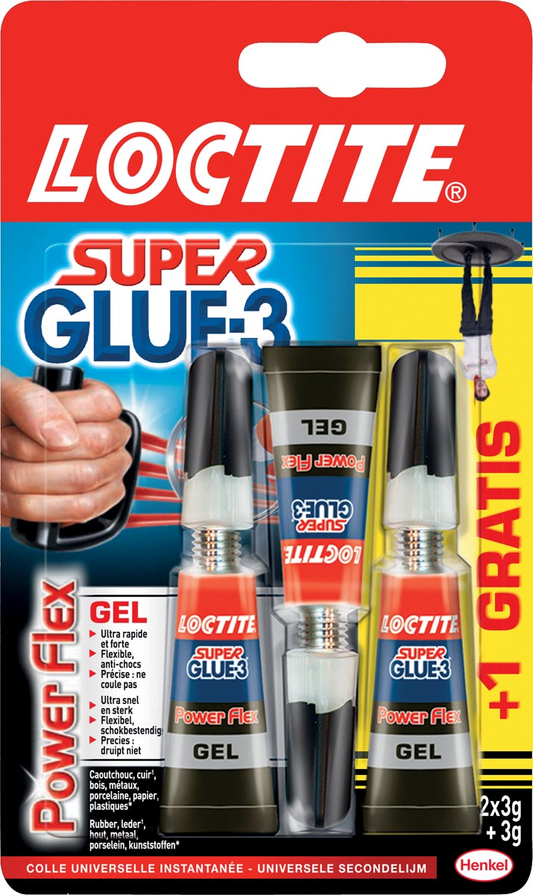 Loctite secondelijm Power Flex, 2 + 1 gratis, op blister