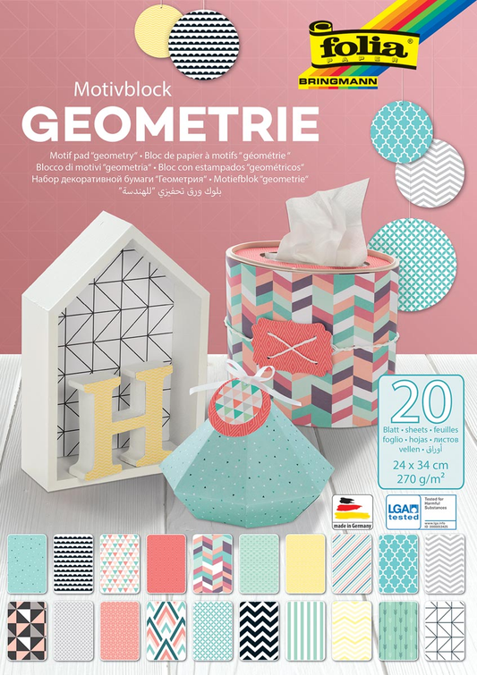 Folia motiefpapier Geometrie ft 24 x 34 cm, blok met 20 vel